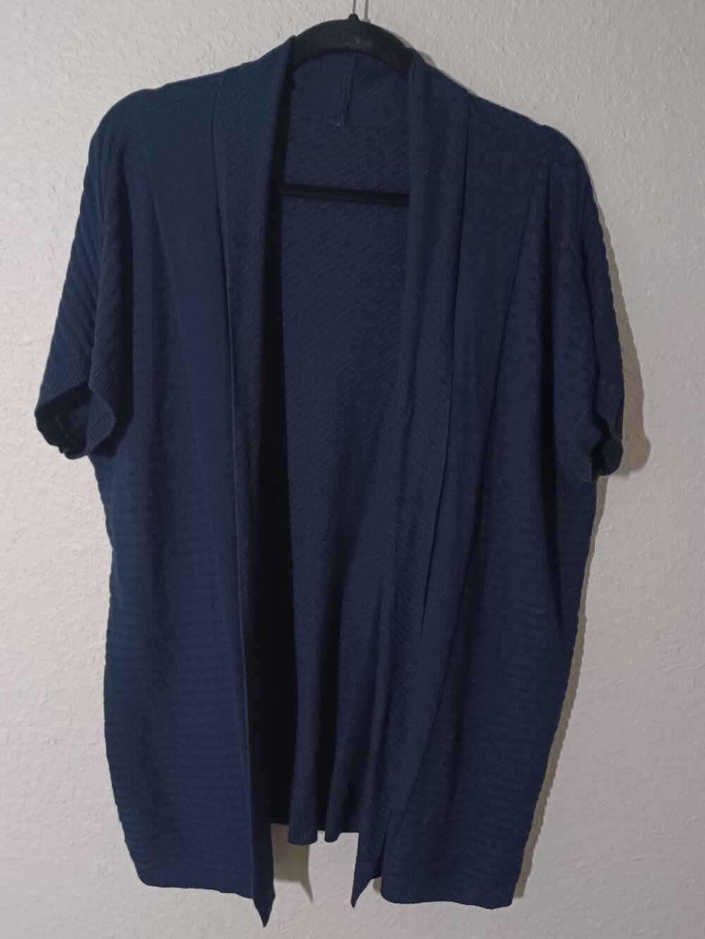 Women's Short Sleeve Navy Light Weight Cardigan XXL Spring Summer Coverup
